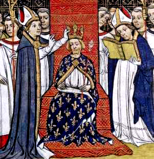 Coronación de Felipe III en las Grandes Crónicas de Francia